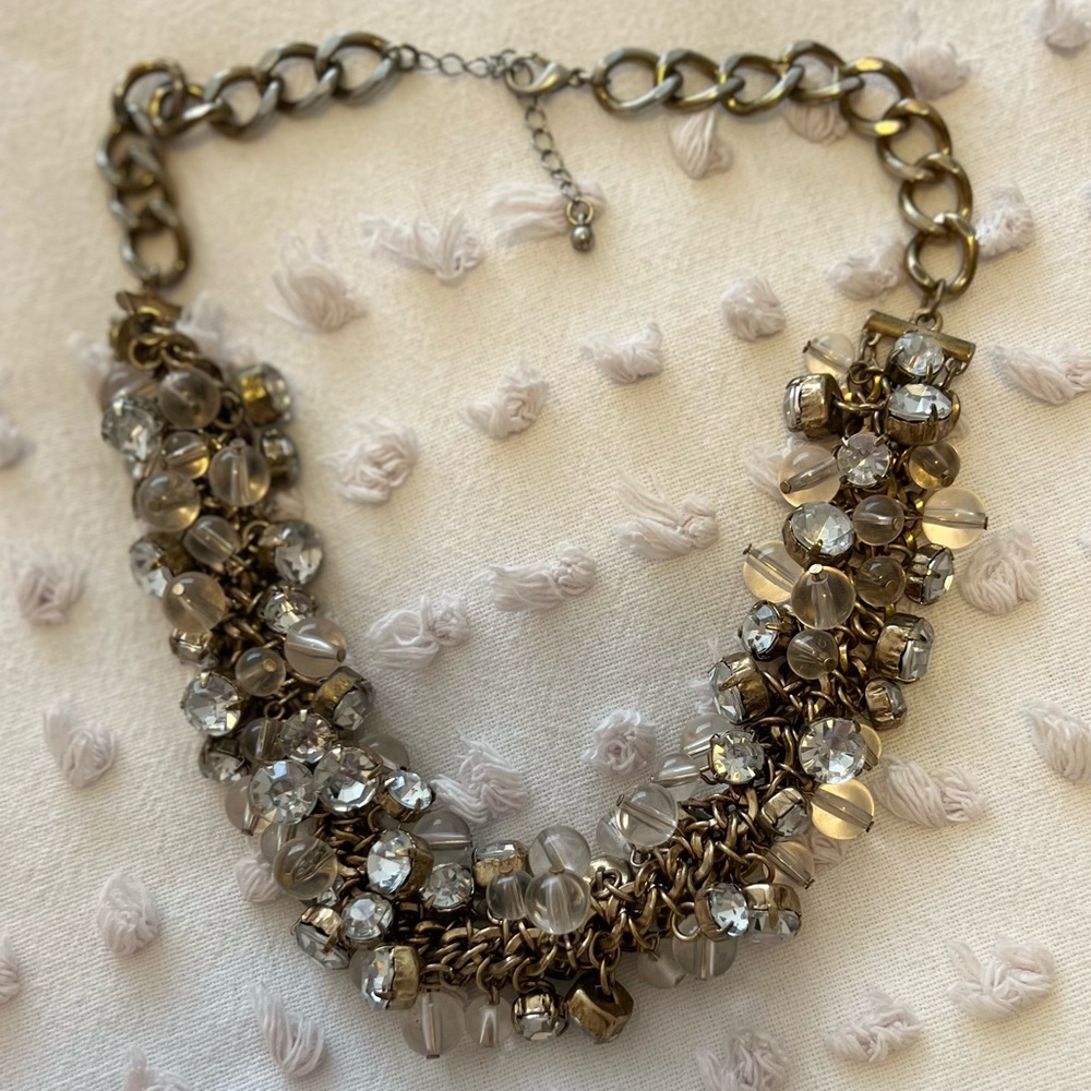 Statement necklace with beads and crystals